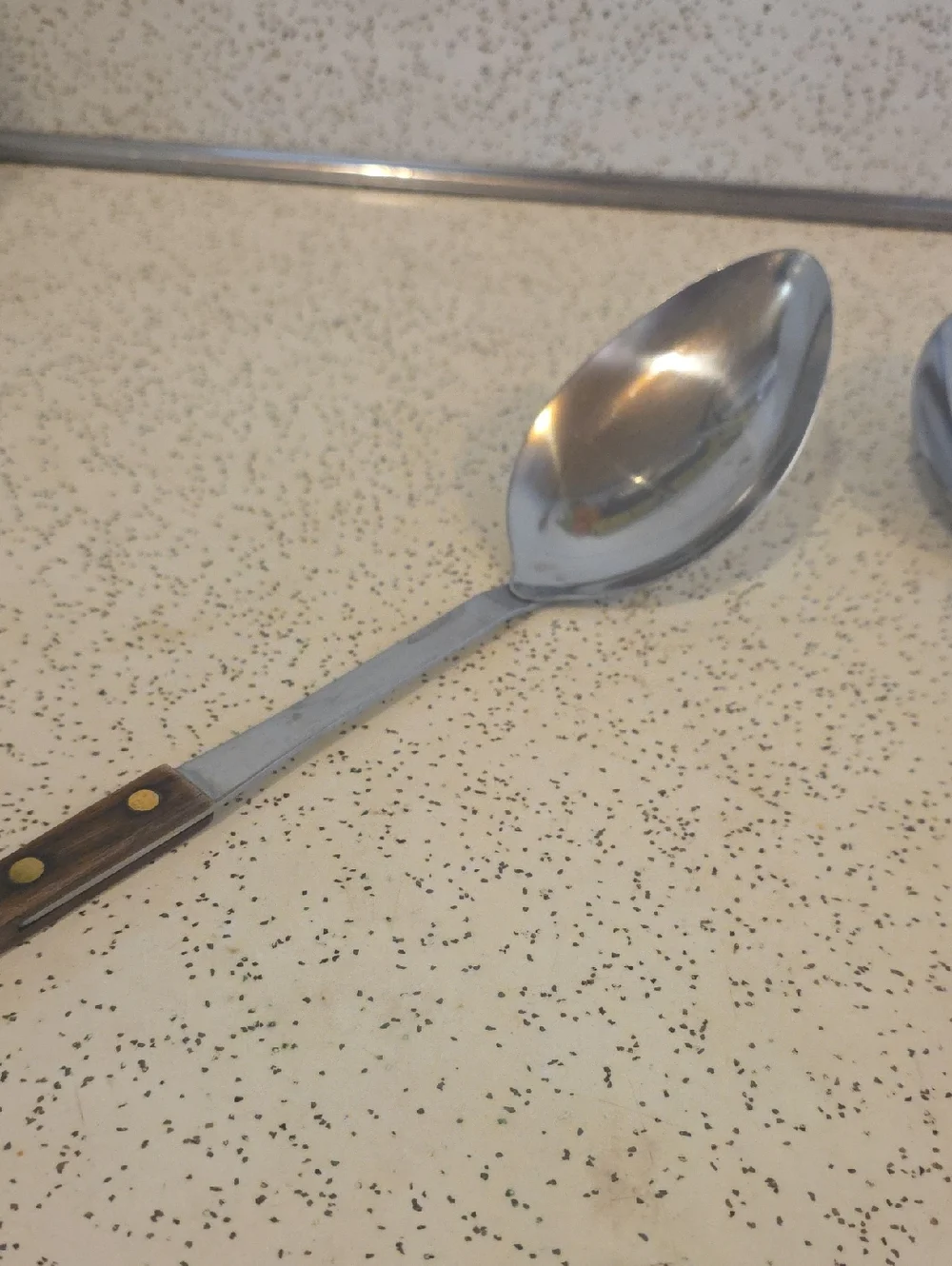 Vernco Japan VTG Stainless Serving Spoons Wood Handles 12